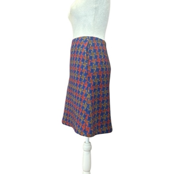 Boden A-Line Skirt Womens Wool Tweed Boucle Houndstooth Blue Red US 2R - Picture 9 of 10